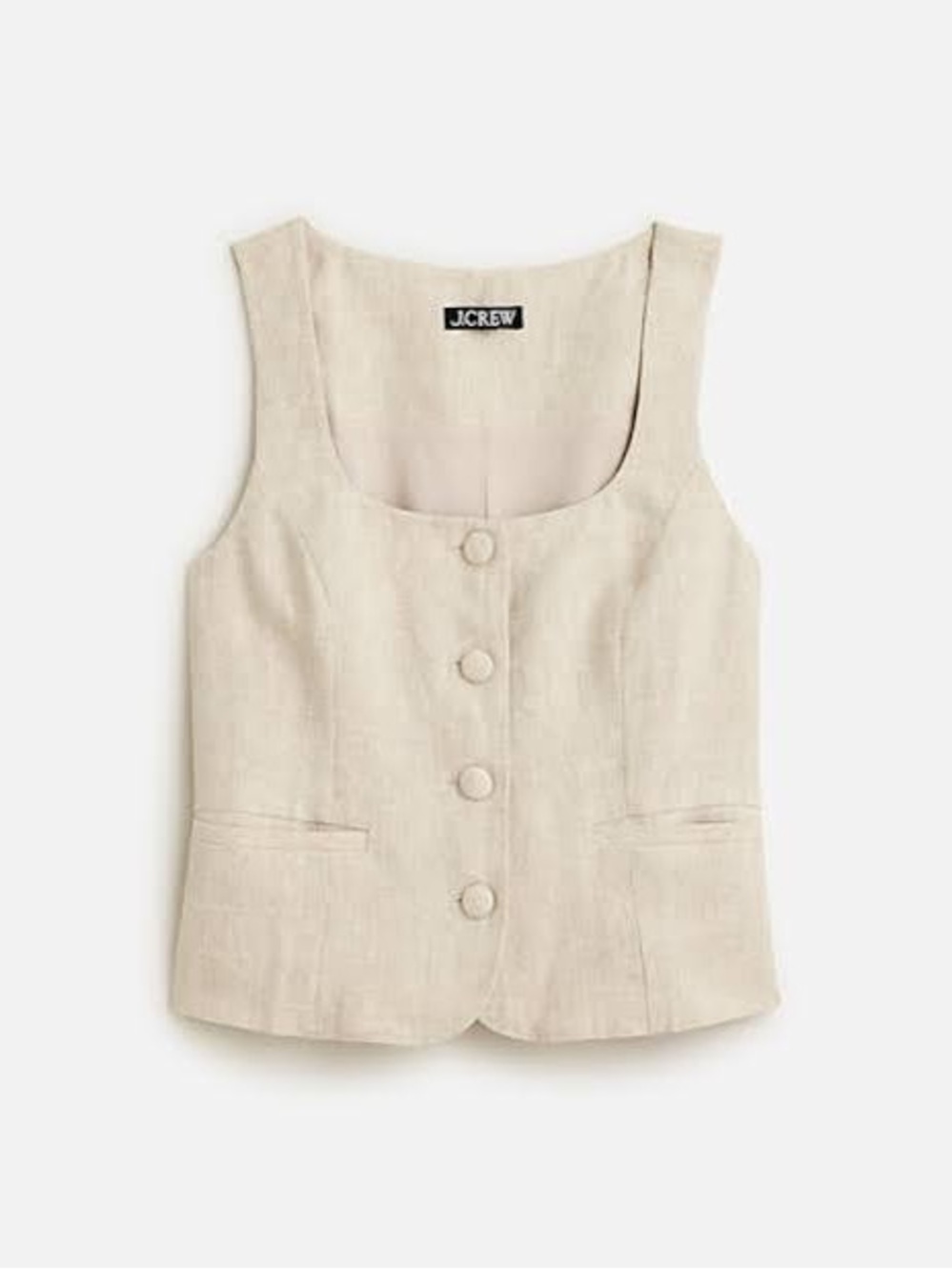 J. Crew Linen Scoop-Neck Button Vest in Cream